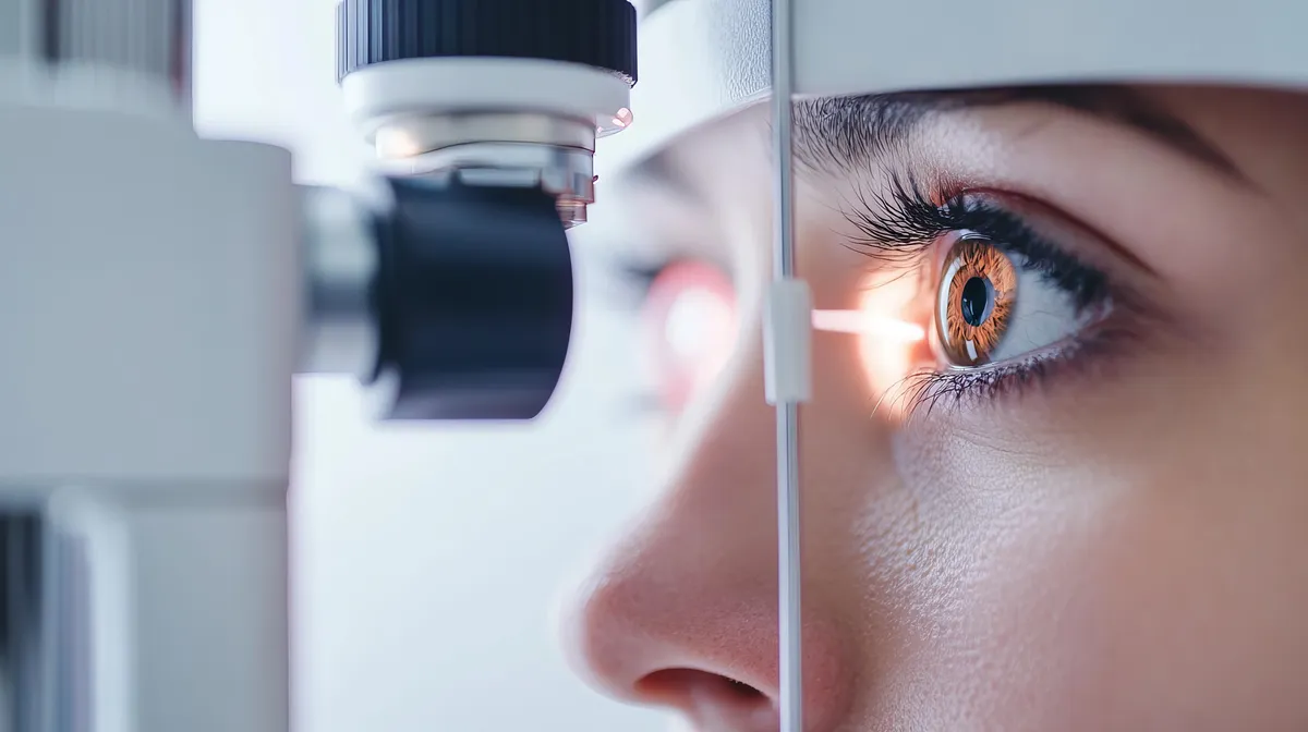 Darstellung einer medizinischen Laserbehandlung am Auge